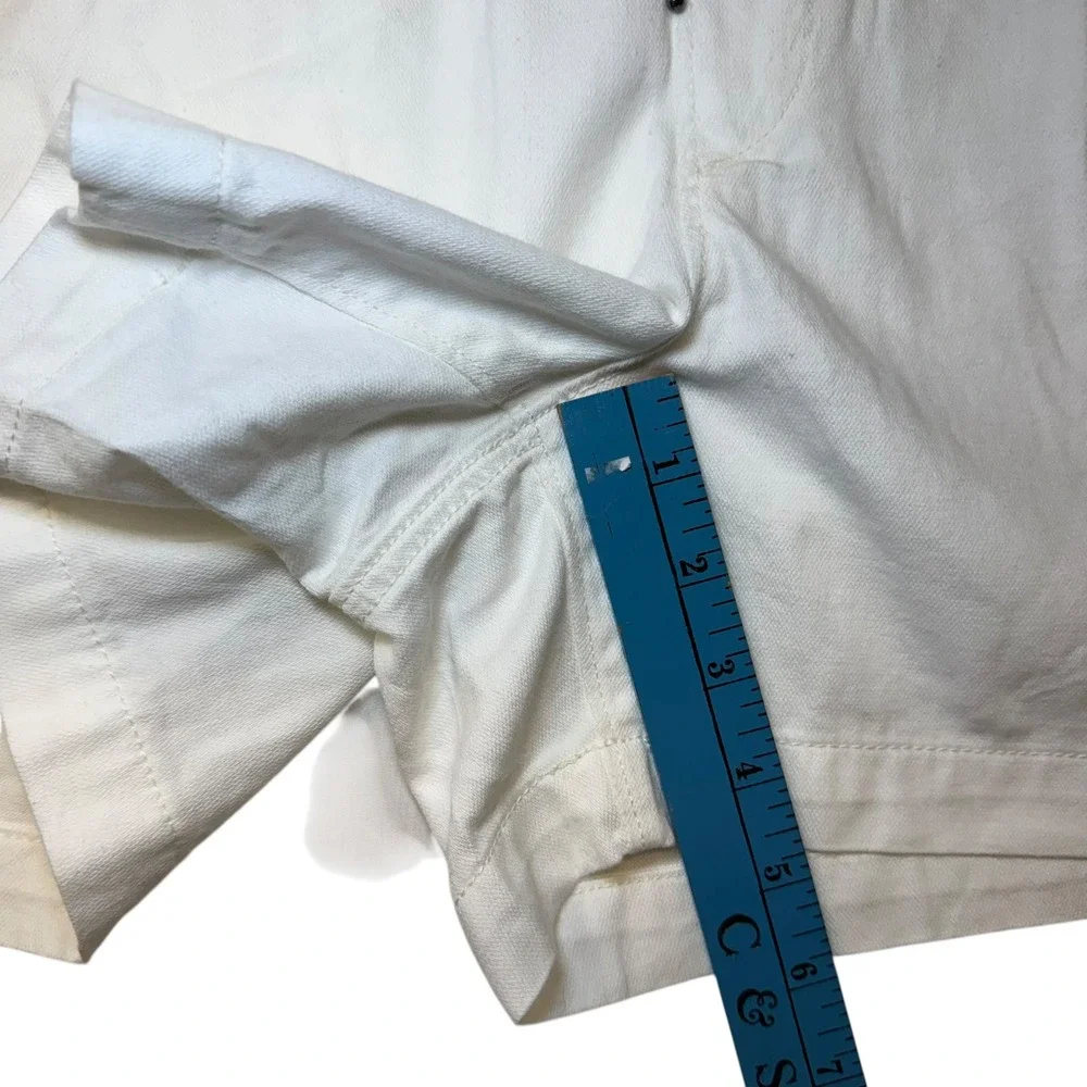 White Casual Drawstring Waist Cotton‎ Blend Shorts Capsule Wardrobe Classic Sz L